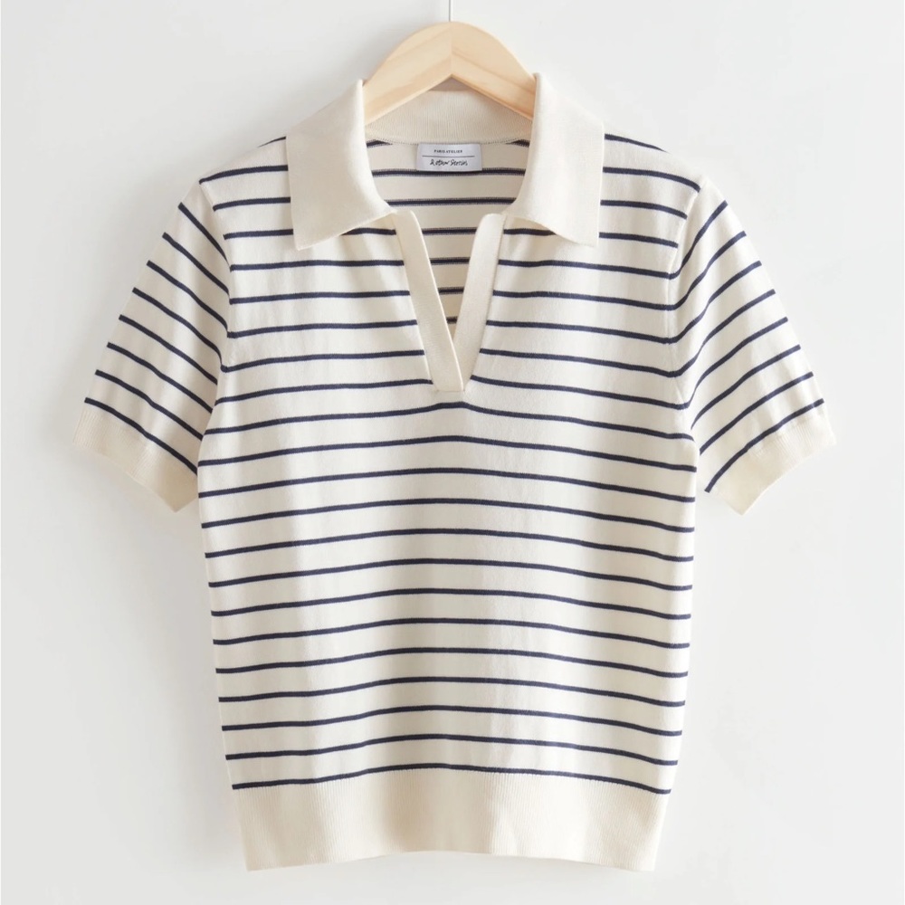 & Other Stories Sailor Striped Polo Top size large